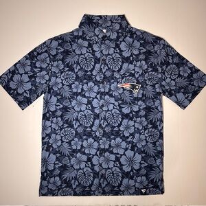 New England Patriots Hawaiian shirt Navy Floral Button Down Shirt Men’s XL